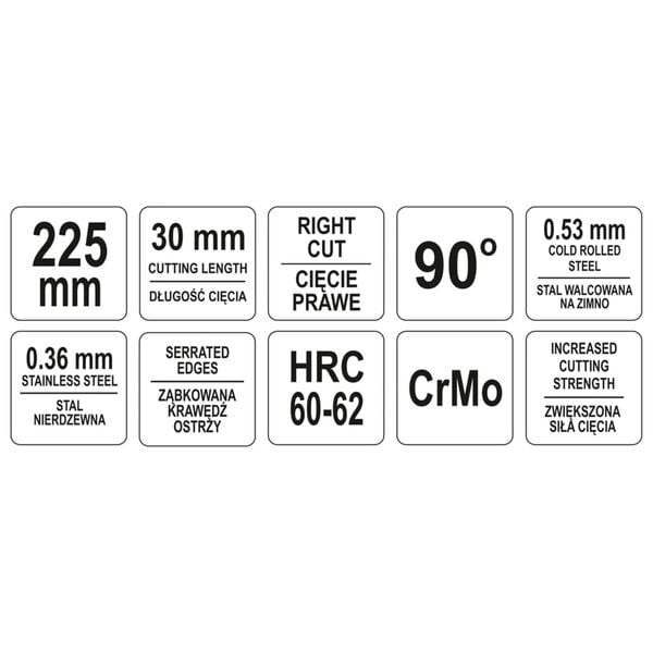 YATO Vertical Offset Snips Right 225 mm Green