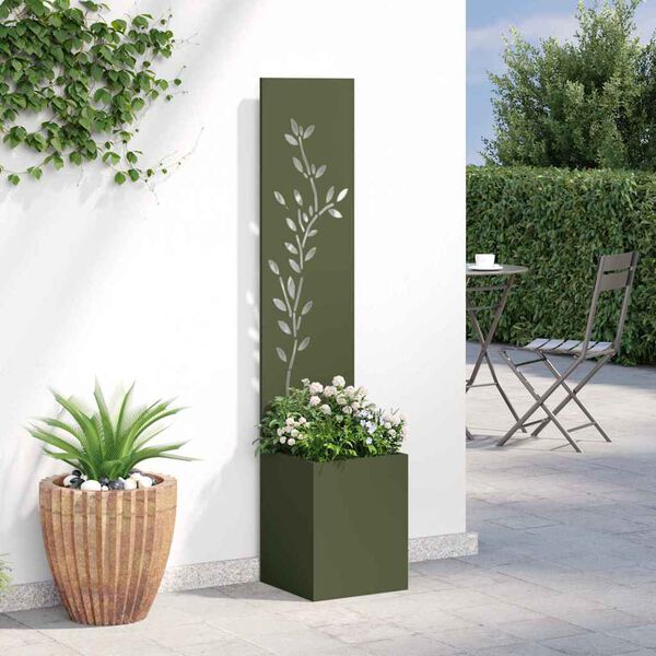 vidaXL Garden Privacy Screen Olive green 32 x 140 cm Cold-rolled steel