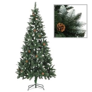 vidaXL Christmas Tree | Green and white | PVC and iron | 210 cm