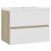 vidaXL Sink Cabinet with Built-in Basin White and Sonoma Oak Engineered Wood