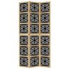 vidaXL Room Divider 3 Panels Brown and Black Solid Wood Paulownia