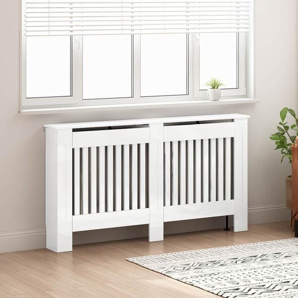 vidaXL Radiator Cover High Gloss White 152 x 19 x 81.5 cm