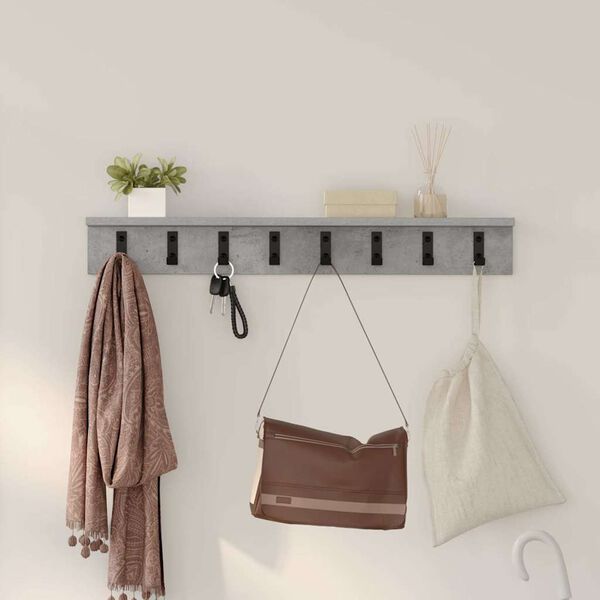vidaXL Wall-Mounted Coat Rack Concrete Grey 80 x 10.5 x 10.5 cm
