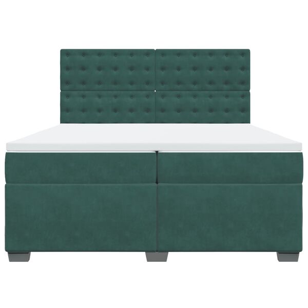 vidaXL Box Spring Bed with Mattress Dark Green 200x200 cm Velvet