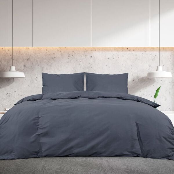 vidaXL Duvet Cover Set Anthracite 200x220 cm Cotton