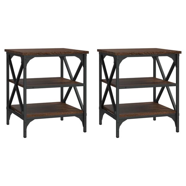 vidaXL Side Tables 2 pcs Brown Oak 40x42x50 cm Engineered Wood