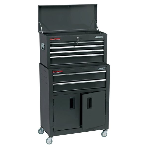 Draper Tools Combo Roller Cabinet and Tool Chest 61.6x33x99.8 cm Black