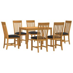 vidaXL Dining Set 7 pcs Black Solid Oak Wood
