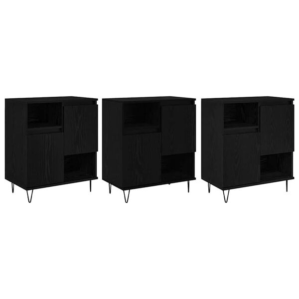 vidaXL Sideboard 3 pcs Black Oak 60 x 35 x 70 cm
