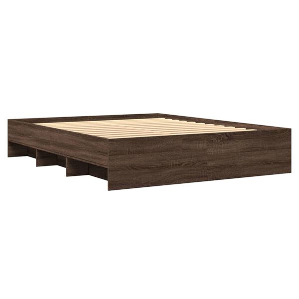 vidaXL Bed Frame without Mattress Brown Oak 150x200 cm King Size Engineered Wood
