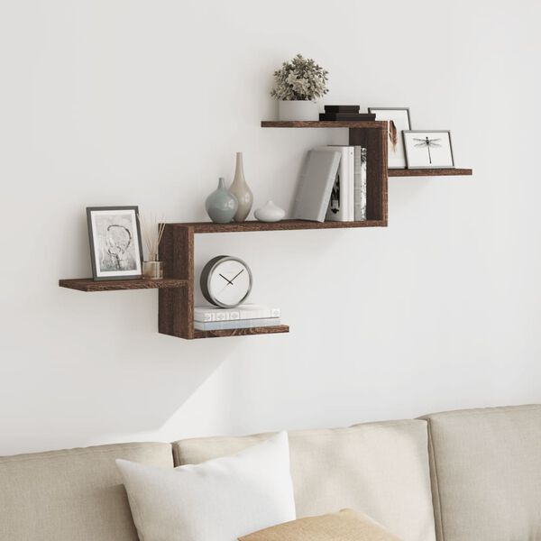 vidaXL Wall Shelf Brown Oak 104x15x49 cm Engineered Wood