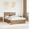 vidaXL Bed Frame Artisian Oak 140 x 190 cm Solid Pine Wood