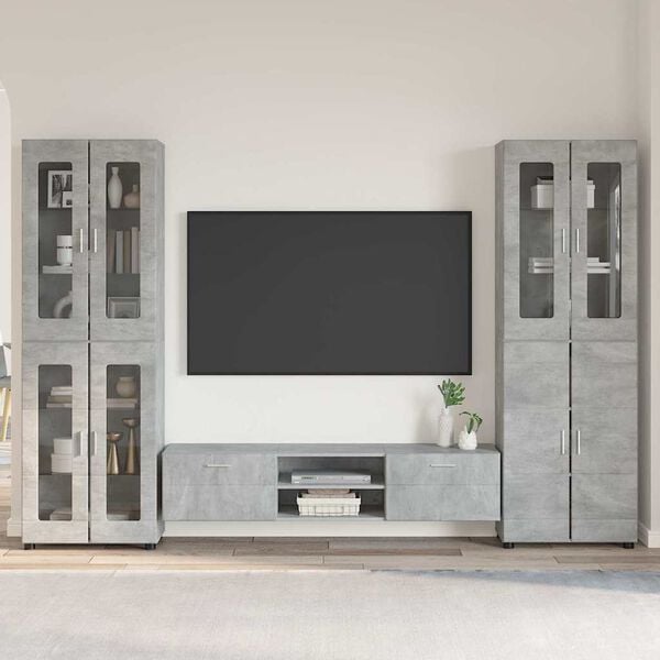 vidaXL TV Cabinet Set with Drawer FLORIN Concrete Grey Engineered Wood