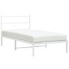 vidaXL Metal Bed Frame without Mattress with Headboard White 100x200cm