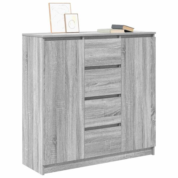 vidaXL Sideboard with Drawers Grey Sonoma 100.5x35x98.5 cm Engineered Wood