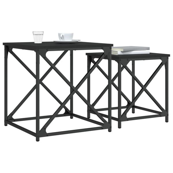 vidaXL Nesting Coffee Tables 2 pcs Black Engineered Wood