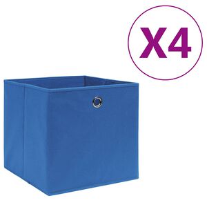 vidaXL Storage Box | Set of 4 | Blue | Non-woven fabric | Small | Foldable