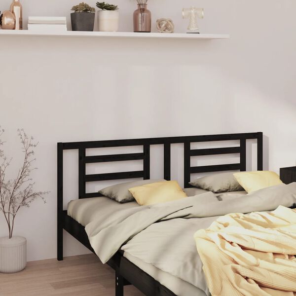vidaXL Bed Headboard Black 166x4x100 cm Solid Pine Wood