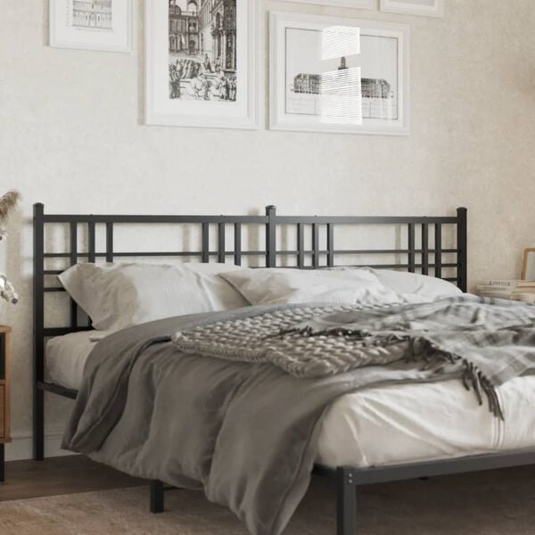 vidaXL Metal Replace Headboard Black 200cm
