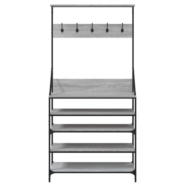 vidaXL Clothes Rack with Shoe Storage Grey Sonoma 90x34x184 cm