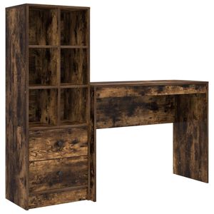 vidaXL Desk Smoked Oak 145.5 x 40 x 127 cm 2 pcs