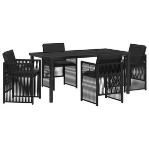 vidaXL Garden Dining Set 5 pcs Black Powder-Coated Steel