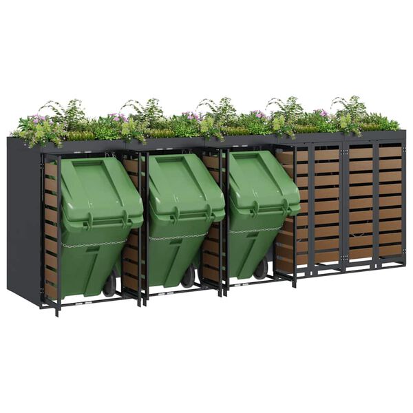 vidaXL Wheelie Bin Storage for 5 Bins Anthracite 340 x 77.5 x 121.5 cm