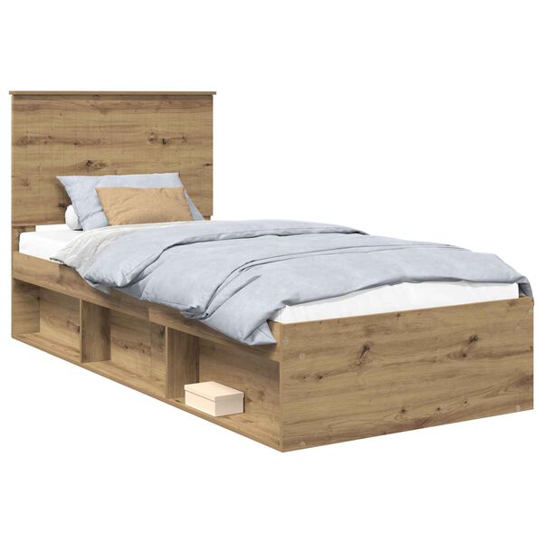 vidaXL Bed Frame Artisian Oak 90 x 190 cm Solid Pine Wood