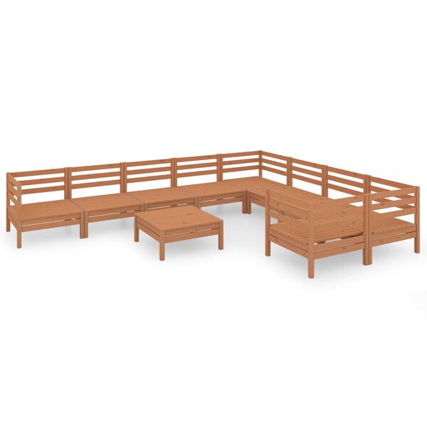 vidaXL 10 Piece Garden Lounge Set Honey Brown Solid Wood Pine