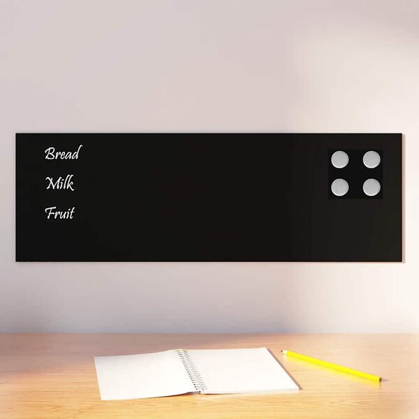 vidaXL Wall-mounted Magnetic Board Black 60x20 cm Tempered Glass