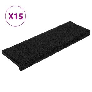 vidaXL Stair Mats 15 pcs 65x21x4 cm Black Rectangular Edge