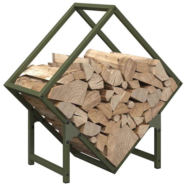 vidaXL Firewood Rack Olive Green 50x25x50 cm Cold-rolled steel