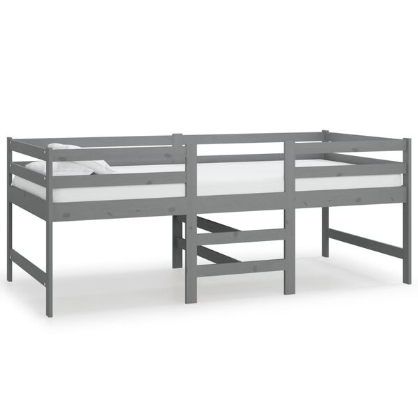 vidaXL Mid-high Bed without Mattress Grey Solid Wood Pine 90x200cm