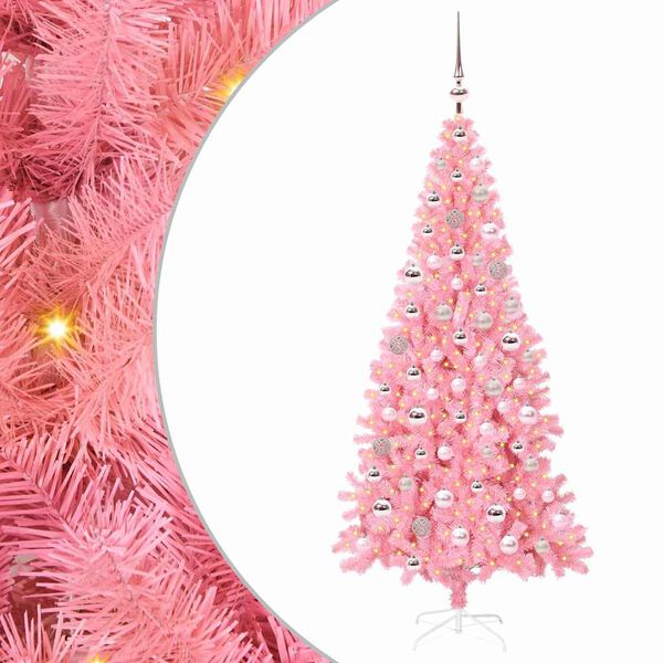 vidaXL Christmas Tree with 300 LEDs with Stand Pink 180 cm PVC