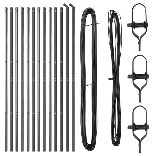 vidaXL Fence Posts Manual 13 pcs Grey Ø32mm 210 cm Galvanised steel