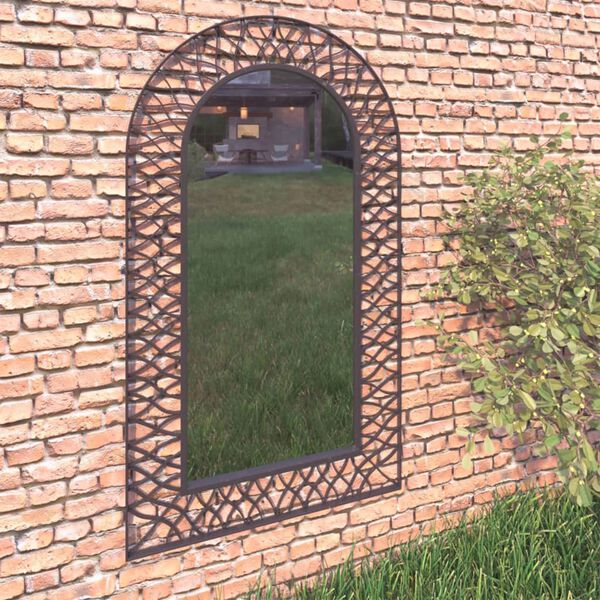vidaXL Garden Wall Mirror Arched 60x110 cm Black