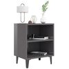 vidaXL Bed Cabinet with Metal Legs High Gloss Grey 40x30x50 cm
