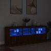 vidaXL Sideboard with LED Lights Brown Oak 181.5x37x67 cm