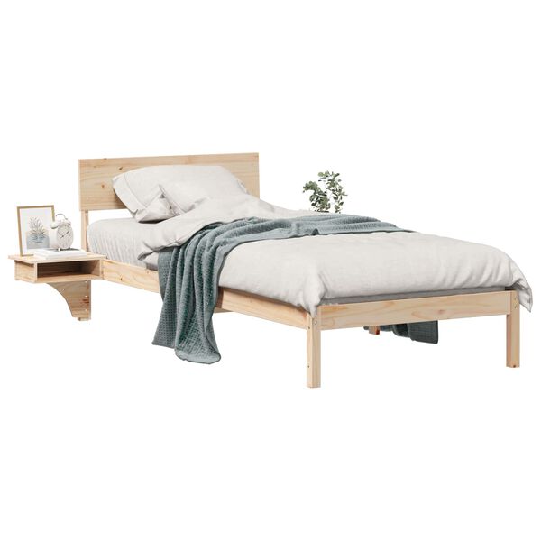 vidaXL Bed Frame with Headboard Brown 100 x 200 cm Solid Pine Wood