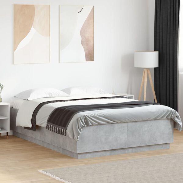 vidaXL Bed Frame without Mattress Concrete Grey 150x200 cm King Size