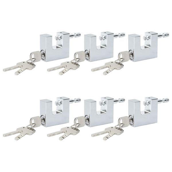 vidaXL Padlock 6 pcs Silver 4.2 x 1.9 x 4 cm Iron