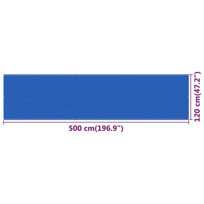 vidaXL Balcony Screen Blue 120x500 cm HDPE