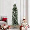 vidaXL Artificial Slim Christmas Tree Green and White 210 cm