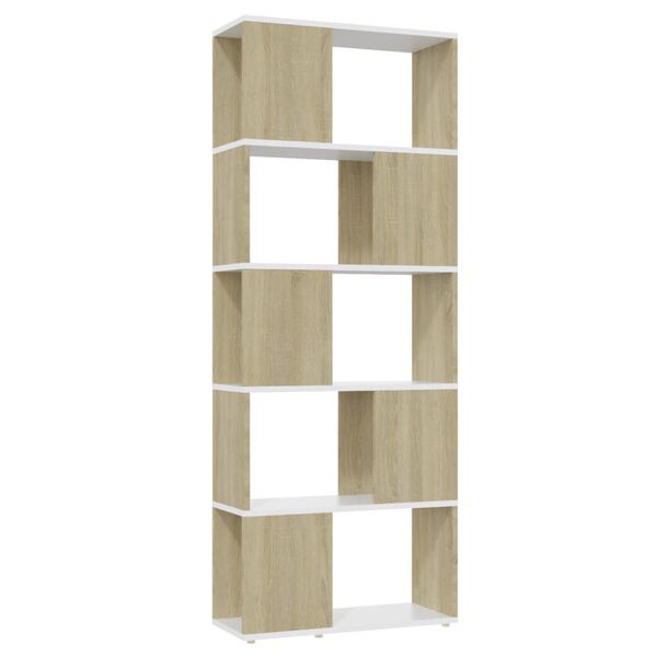 vidaXL Book Cabinet Room Divider White&Sonoma Oak 60x24x155 cm