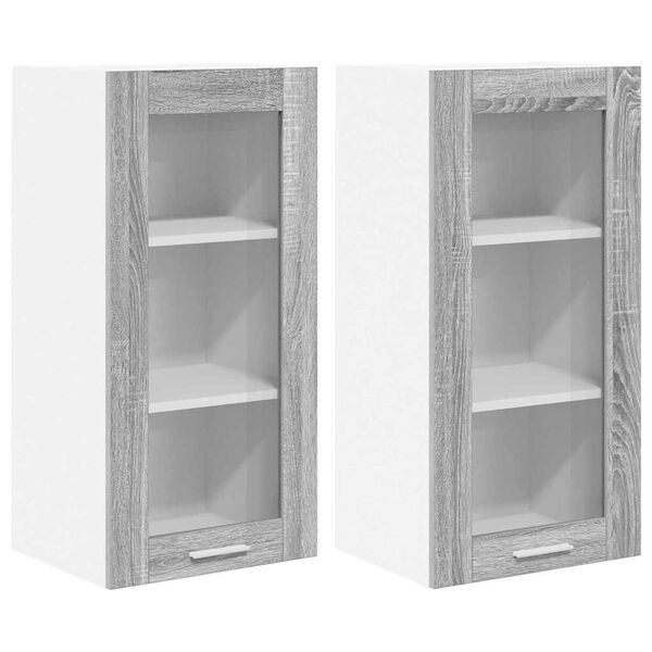 vidaXL Hanging Cabinet with Storage 2 pcs Grey Sonoma 40 x 31 x 80 cm