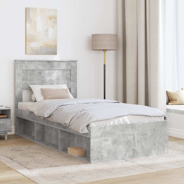 vidaXL Bed Frame Concerte Grey 100 x 200 cm Solid Pine Wood