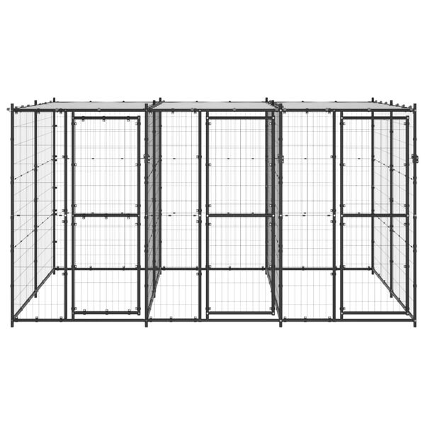 vidaXL Outdoor Dog Kennel Steel with Roof 7.26 m&sup2;
