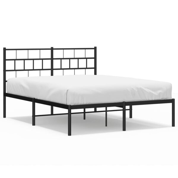 vidaXL Metal Bed Frame without Mattress with Headboard Black 160x200cm