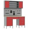 vidaXL Work Cabinet 7 pcs Red and Grey Engineered Wood and Steel