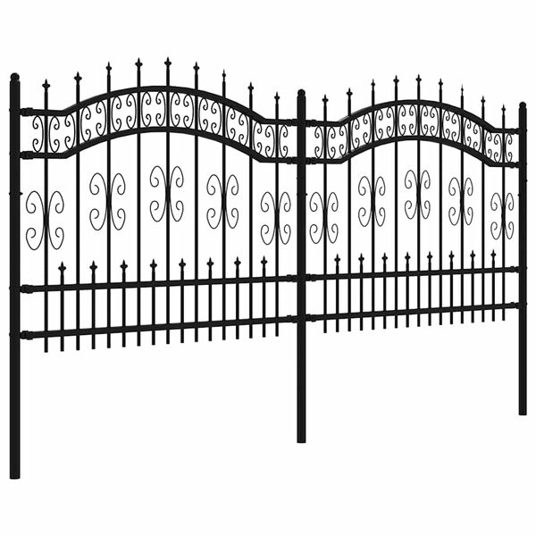 vidaXL Garden Fence Kampen with Spear Top Black 240x100 cm Steel